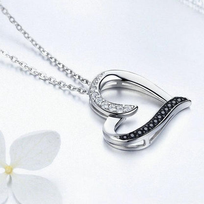 Classic Heart Cubic Zirconia 925 Sterling Silver Necklace - Necklaces