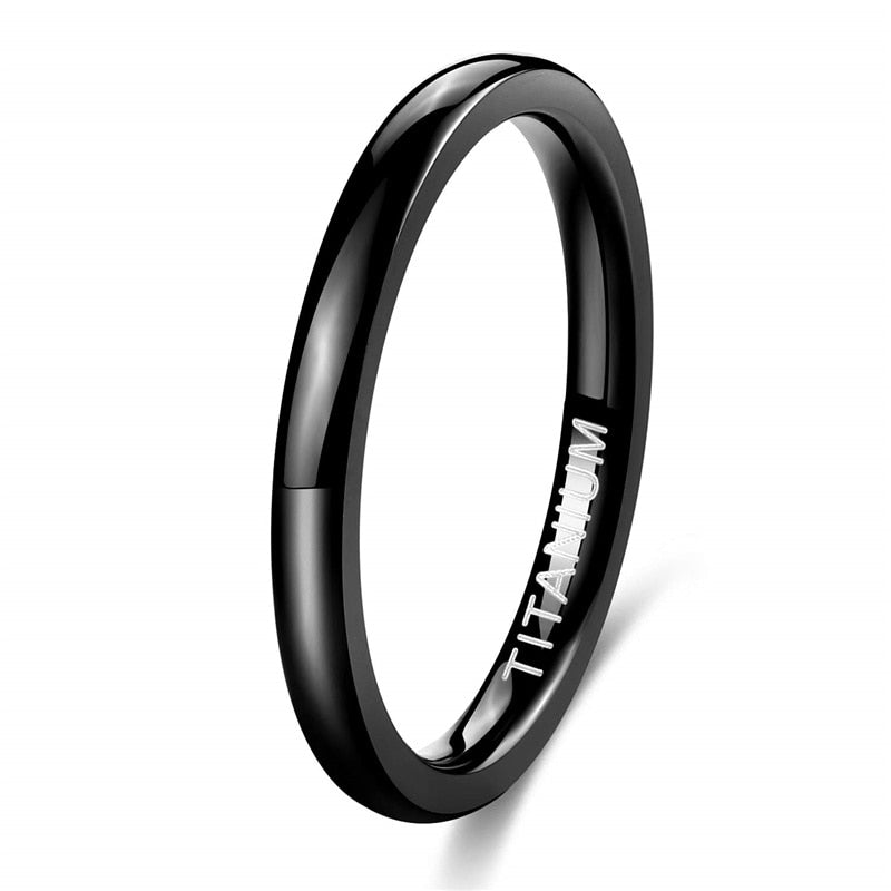 2mm, 4mm or 6mm Smooth Polished Titanium Unisex Rings (2 colors)