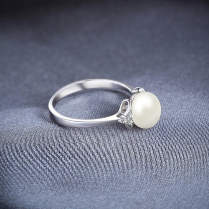 8mm Freshwater Cultured Pearl 925 Sterling Silver Women's Ring