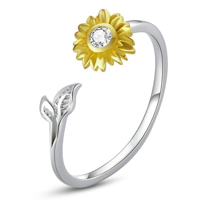 Sunflower Spring 925 Sterling Silver Adjustable Women's Ring