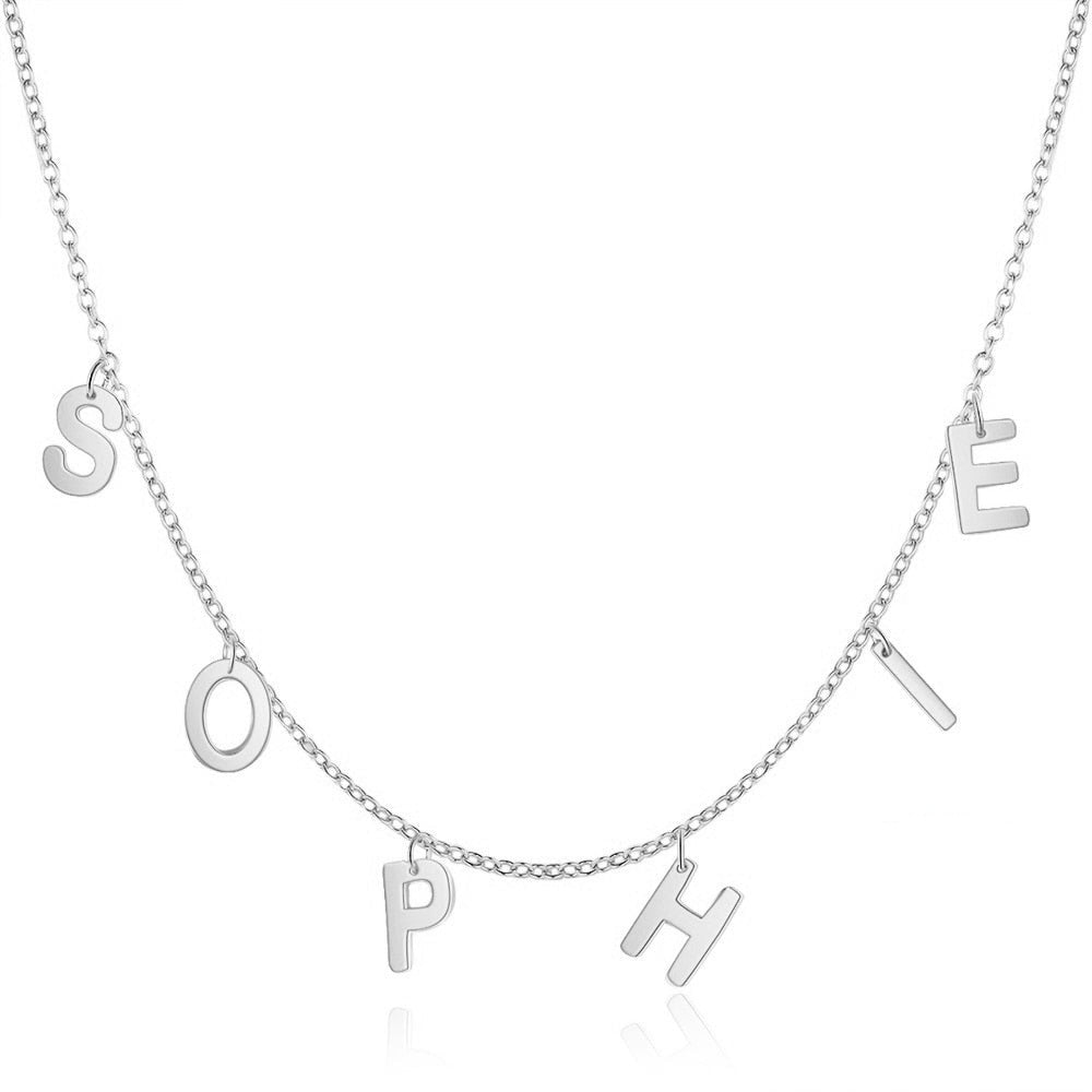 Personalized Name Capital Letters Initial 925 Sterling Silver Women's Necklace