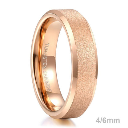 4mm or 6mm Rose Gold Frosted Tungsten Unisex Ring