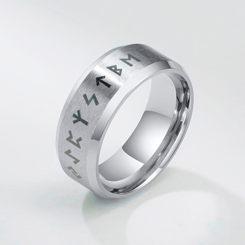 8mm & 6mm Nordic Viking Runes Unisex Ring