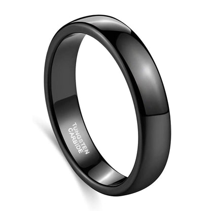 2mm, 4mm, 6mm or 8mm Black Domed Polished Tungsten Unisex Rings