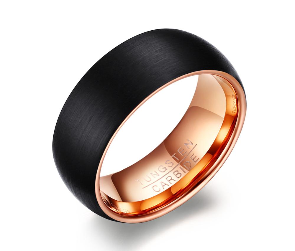 8mm Matte Black & Gold Color Tungsten Men's Ring