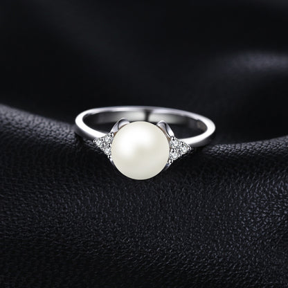8mm Freshwater Cultured Pearl 925 Sterling Silver Women's Ring