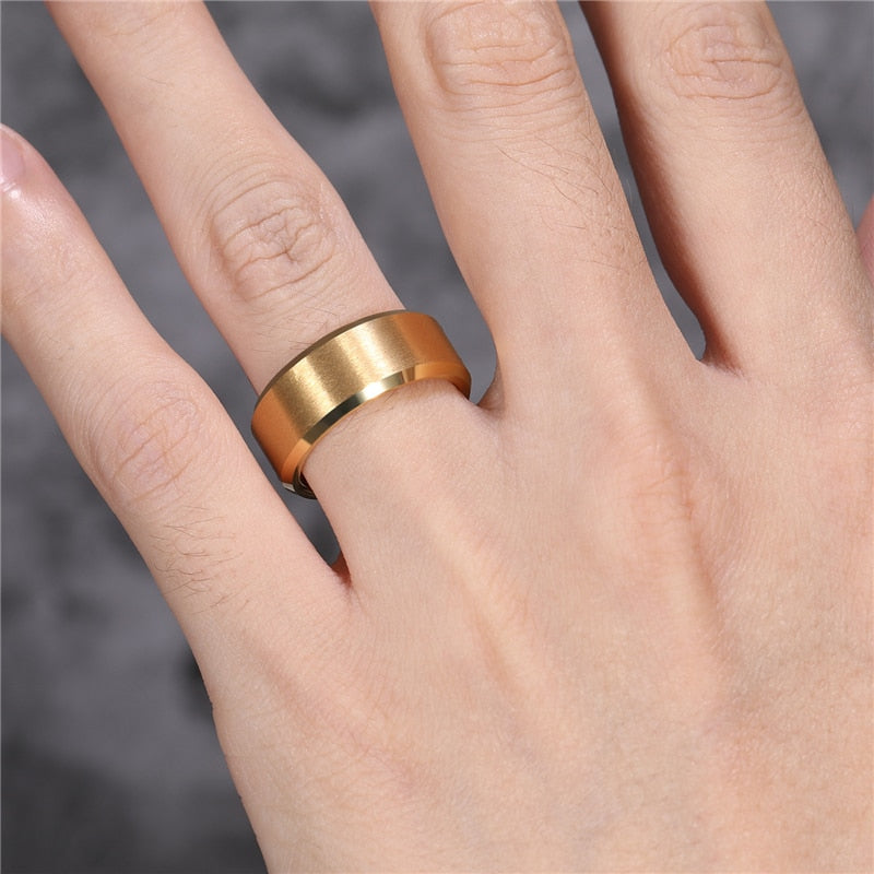 4mm, 6mm or 8mm Gold Lightly Brushed Tungsten Unisex Ring