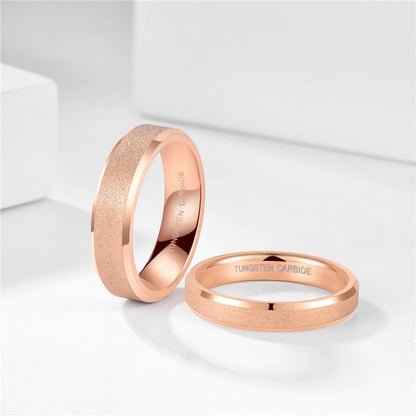 4mm or 6mm Rose Gold Frosted Tungsten Unisex Ring