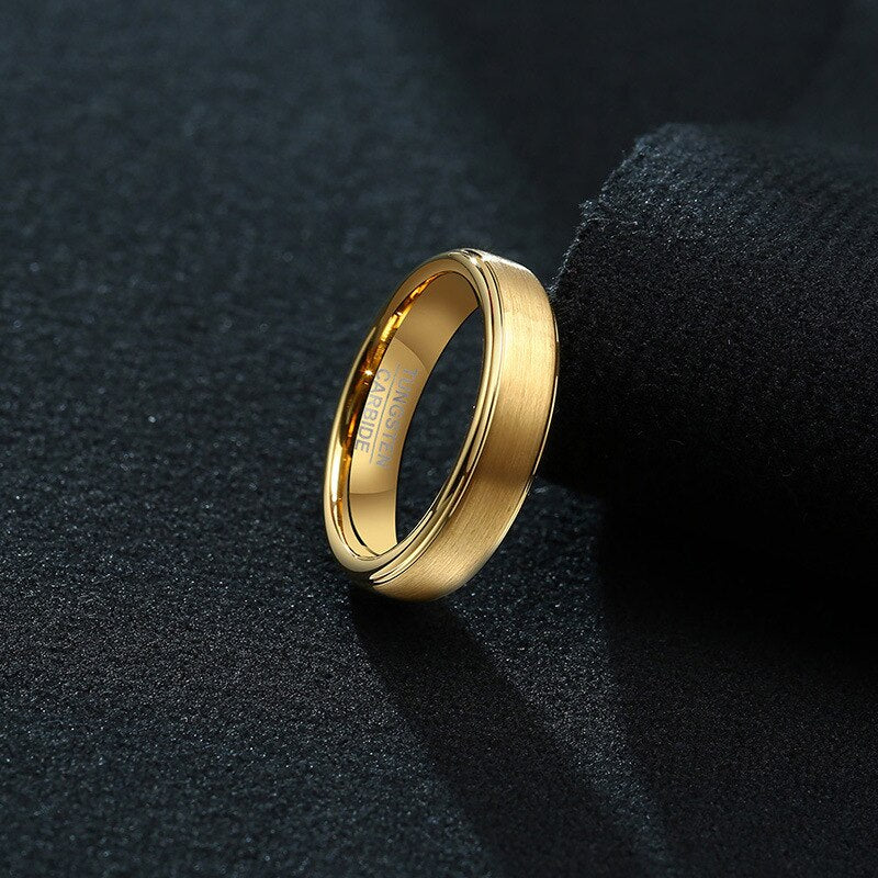 5mm Thin Black and Gold Plated Tungsten Mens Ring