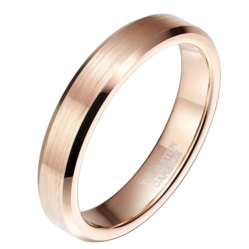 4mm Rose Gold Brushed Tungsten Womens Ring
