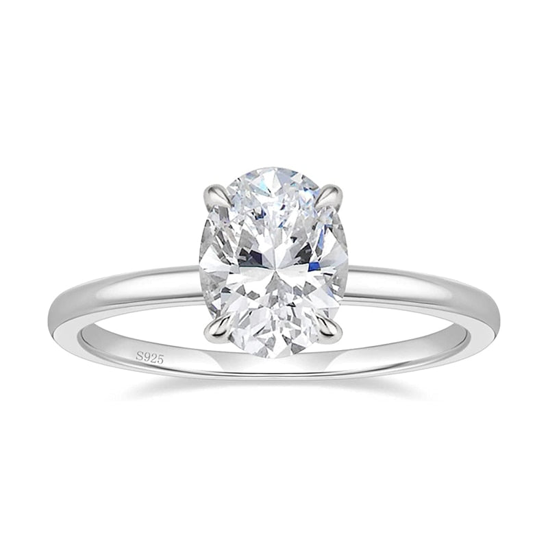 3.0ct Oval Cut Zirconia 925 Sterling Silver Women's Ring (3 colors)