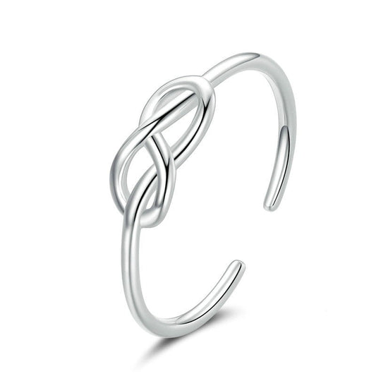 Infinity Symbol Knot 925 Sterling Silver Adjustable Women's Ring