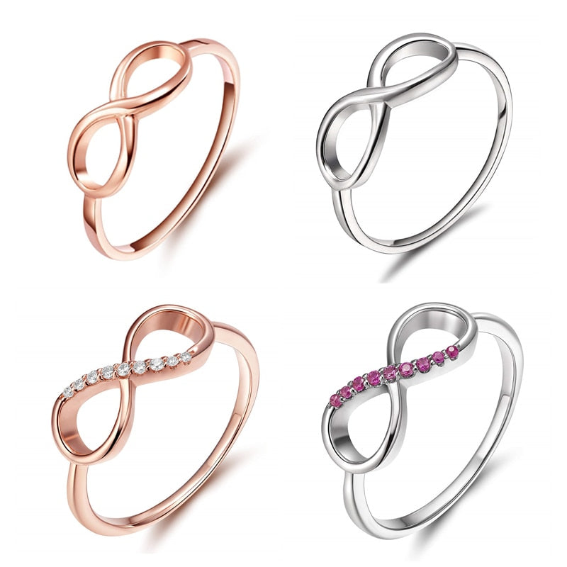2.5mm Infinity Sterling Silver Womens Rings (2 Colors)