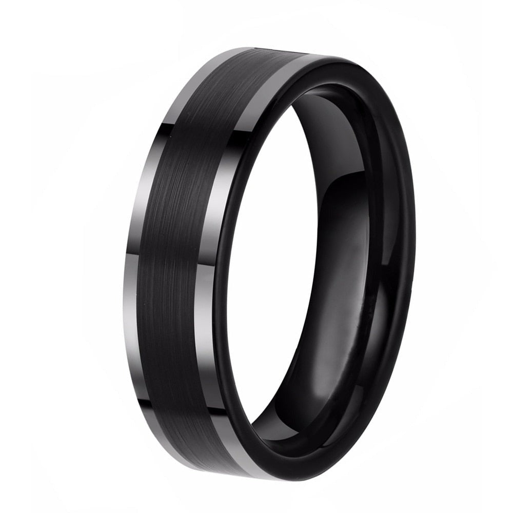 6mm Rich Black Tungsten Unisex Ring