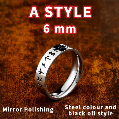 Viking Ancient Norse Runes Stainless Steel Unisex Rings (9 Different Styles)