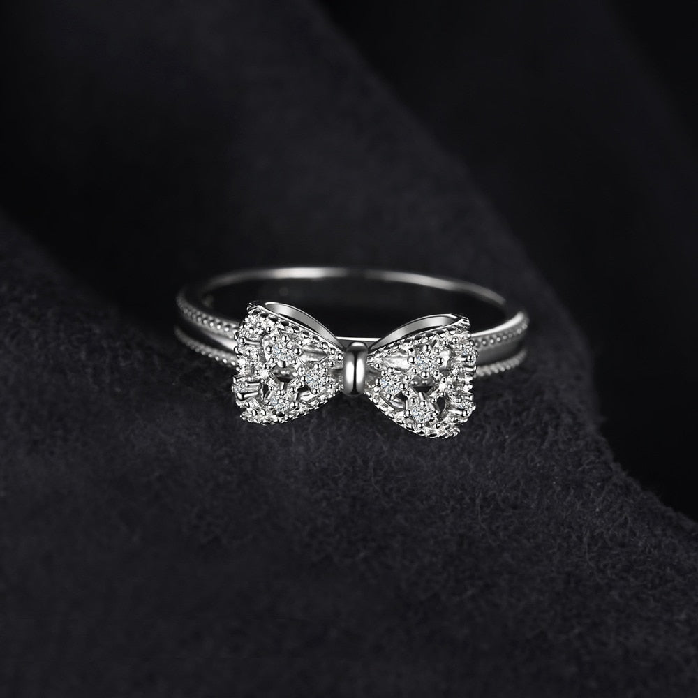 Bow Knot 925 Sterling Silver Cubic Zirconia Women's Ring