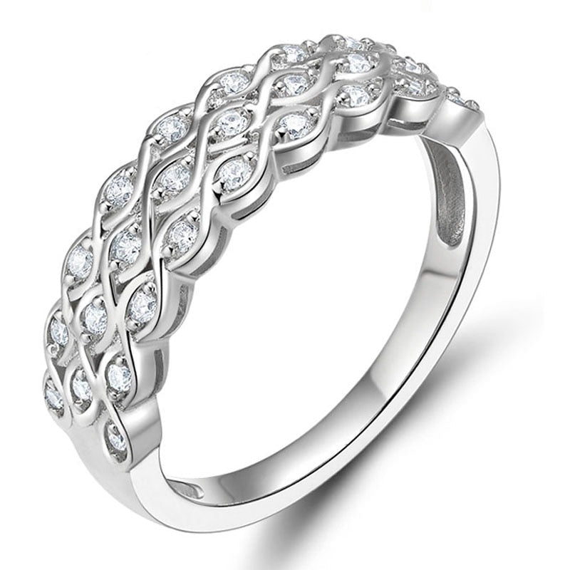 3 Bands Setting 925 Sterling Silver Women's Ring