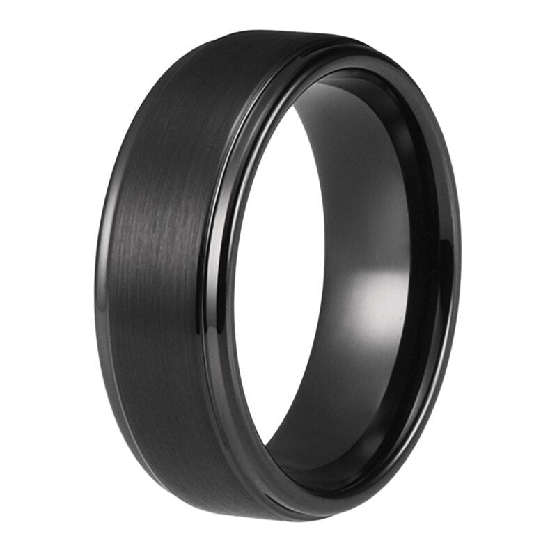 8mm Brushed Black Tungsten Men's Ring