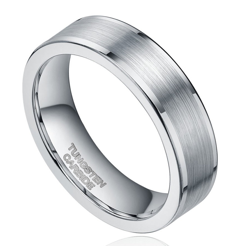 6mm Silver Tungsten Unisex Ring