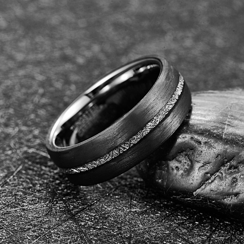 8mm Imitation Vermiculite Inlay Tungsten Men's Ring