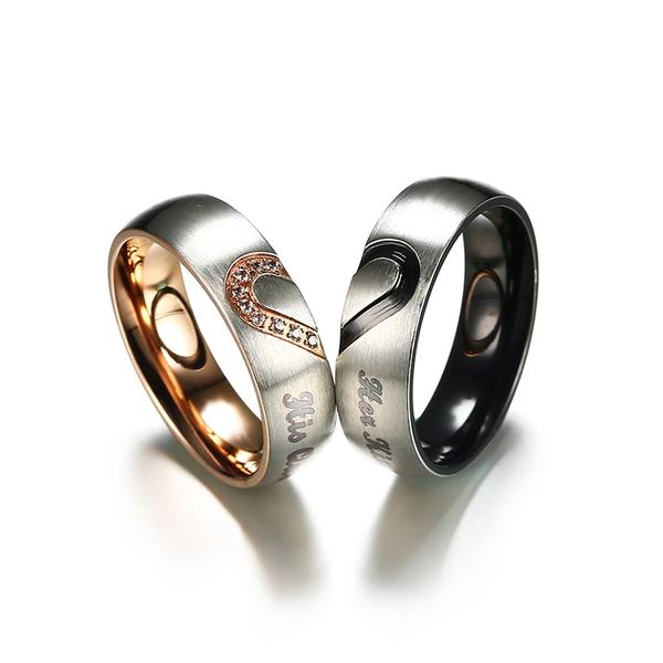 Her King and His Queen Stainless Steel Couples Rings