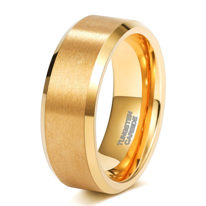 4mm, 6mm or 8mm Gold Lightly Brushed Tungsten Unisex Ring