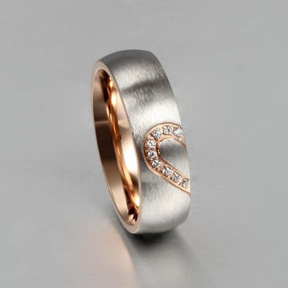 His and Hers Love Heart Stainless Steel Couples Rings (2Pc/Set) - Promise Rings