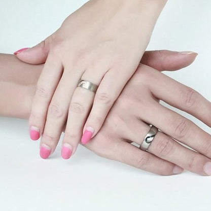His and Hers Love Heart Stainless Steel Couples Rings (2Pc/Set) - Promise Rings