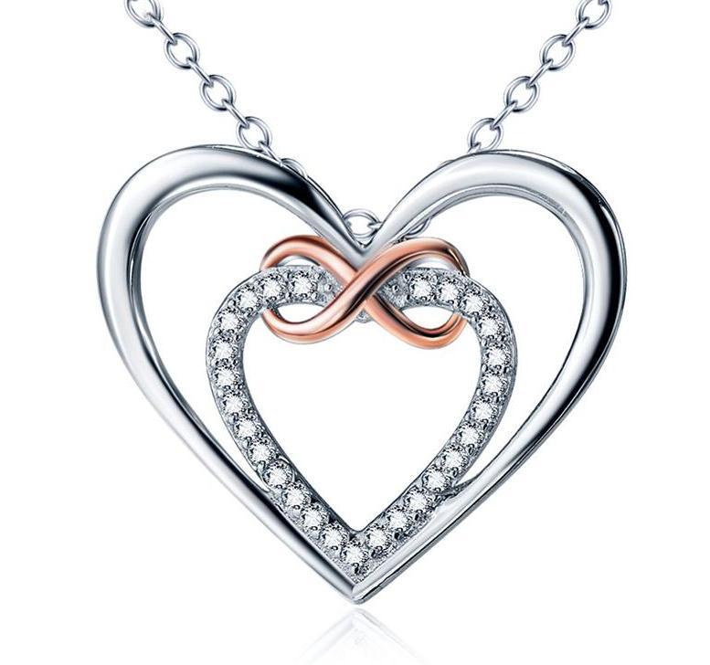 Infinity Love Heart Sterling Silver Necklace - Necklaces