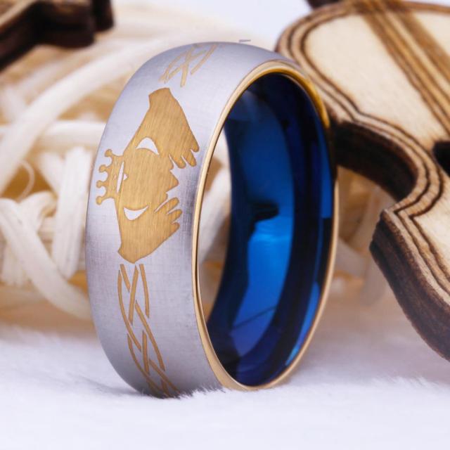 Irish Claddagh Silver, Gold & Blue Unisex Ring - Promise Rings