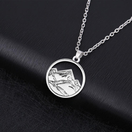 Landscape Mountain and River Silver Necklace - Necklaces