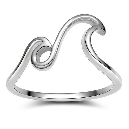 Ocean Waves 925 Sterling Silver Women's Ring - Promise Rings
