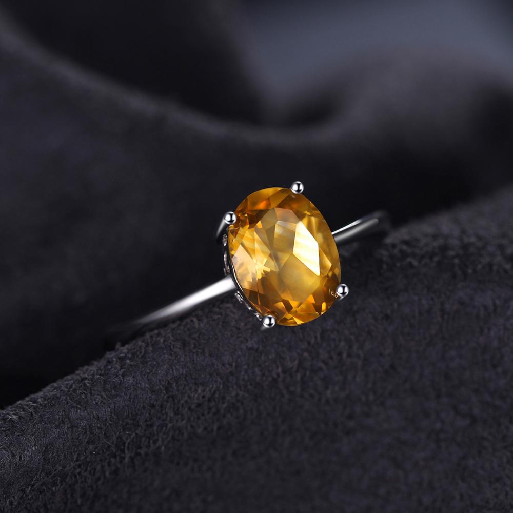 Oval Yellow Natural Citrine 925 Sterling Silver Women's Ring - Promise Rings