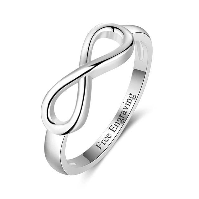Personalized Infinity 925 Sterling Womens Ring - 1 Engraving (Optional) - Promise Rings