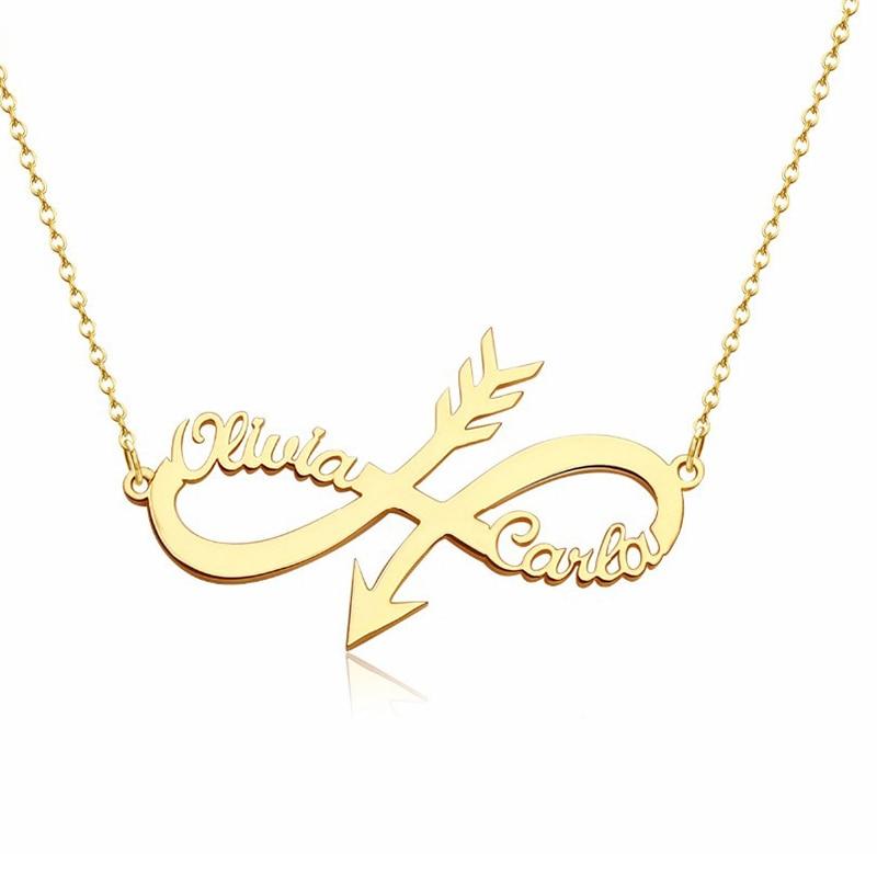 Personalized Infinity Arrow Two Custom Name Necklace - Necklaces