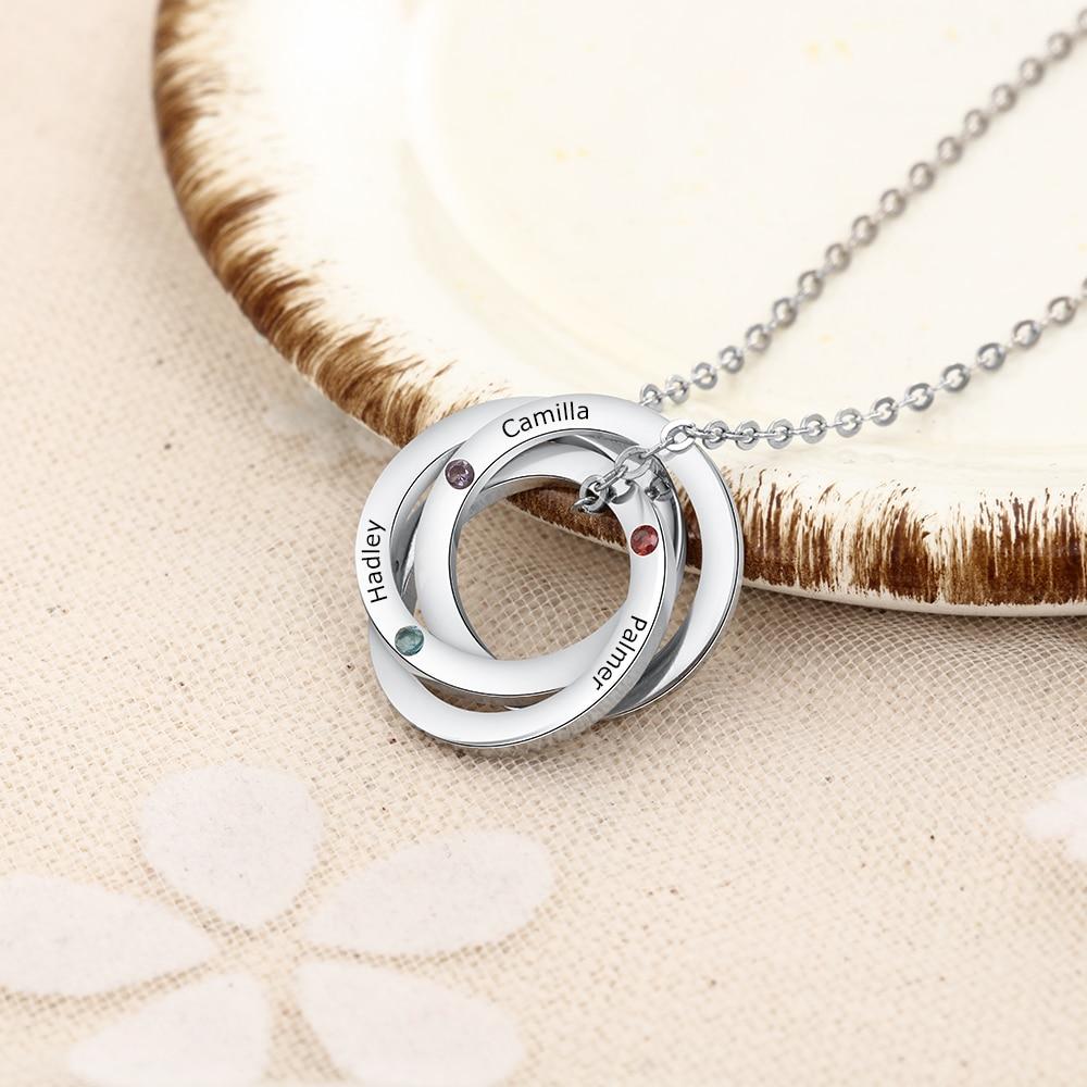 Personalized Intertwined Circle Necklace Birthstones