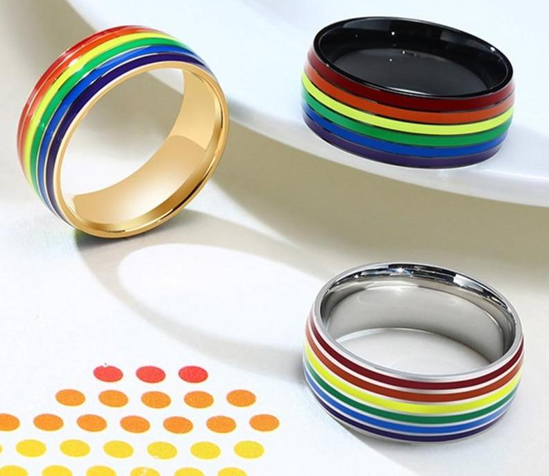 Rainbow Lines Stainless Steel Pride LGBTQ+ Unisex Ring