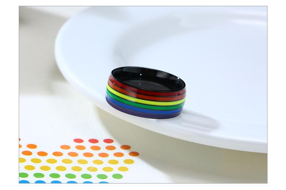 Rainbow Lines Stainless Steel Pride LGBTQ+ Unisex Ring