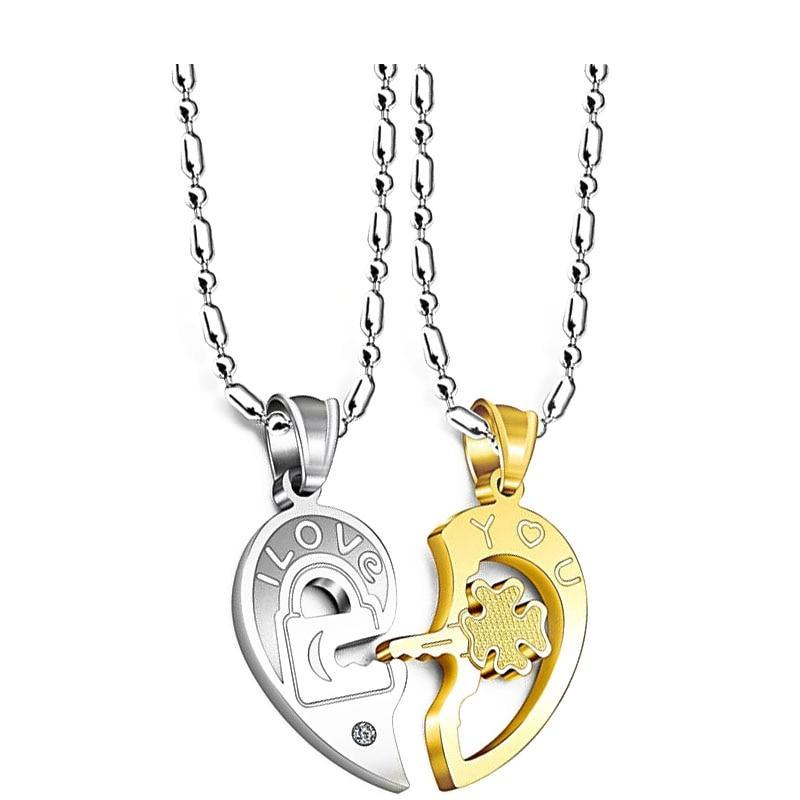 Romantic Stainless Steel Half Heart Couples Necklaces (Set - 3 Styles) - Necklaces