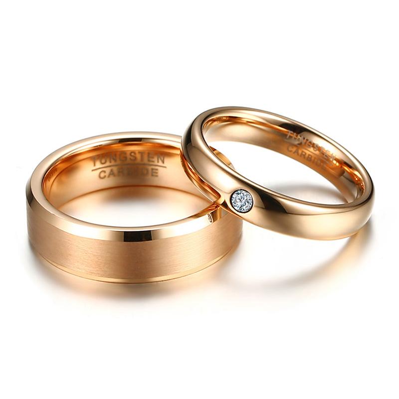 Rose Gold Plated Tungsten Couples Rings - Promise Rings
