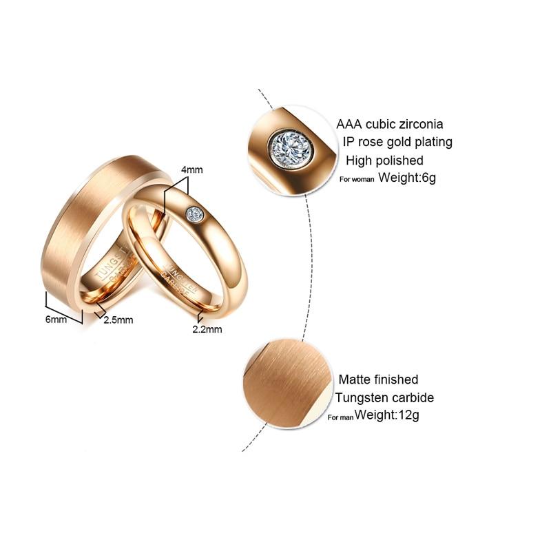 Rose Gold Plated Tungsten Couples Rings - Promise Rings