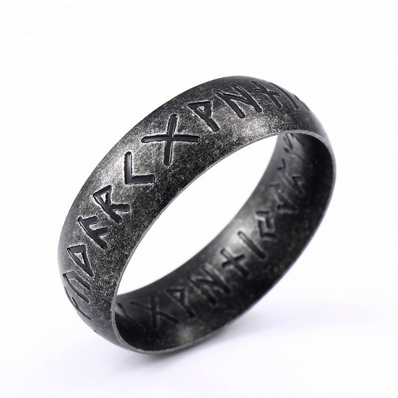 Rune Letters Odin Norse Viking Stainless Steel Men's Ring (14 Different Styles)