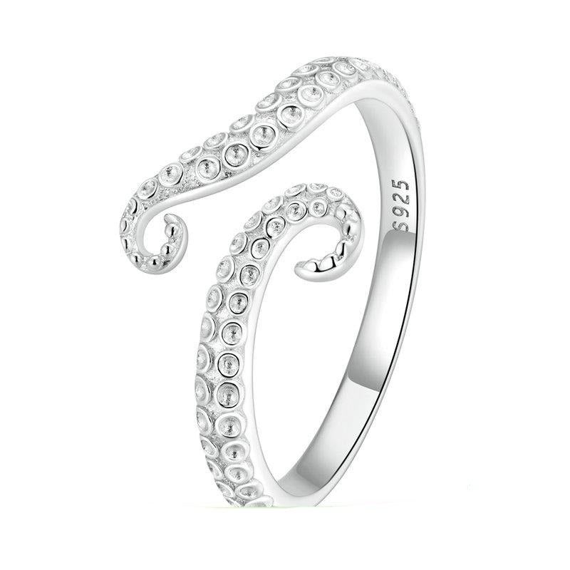 Octopus Tentacles Sea Animal Sterling Silver Adjustable Women's Ring