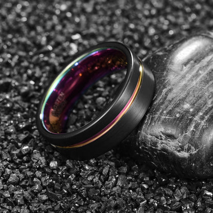 8mm Multicolor & Black Tungsten Men's Ring