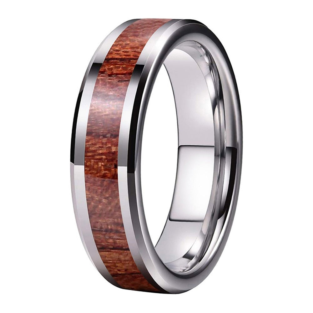 6mm & 8mm Hawaiian Koa Wood Tungsten Mens Ring