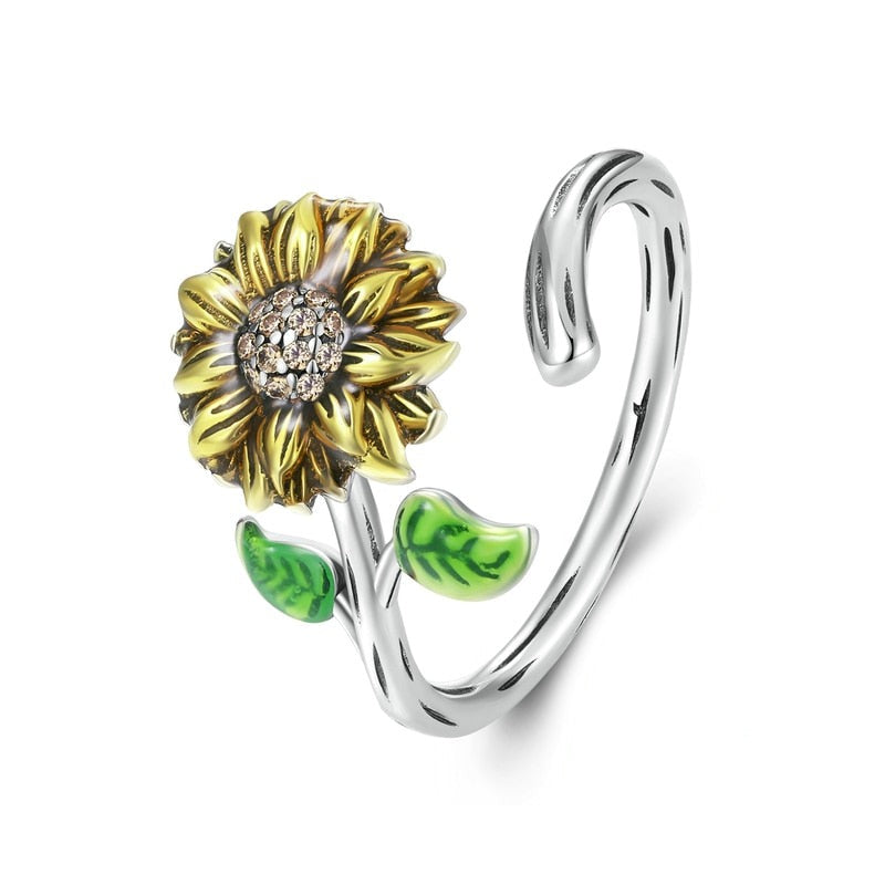 Sunflower 925 Sterling Silver Women's Ring