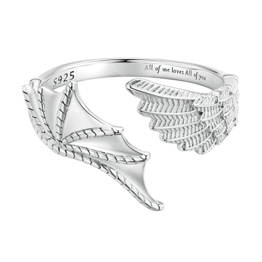 Dragon Wings Fantasy Halloween 925 Sterling Silver Adjustable Unisex Ring