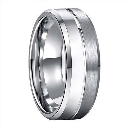 6mm or 8mm Two Tone Silver Tungsten Rings (Couples Rings)