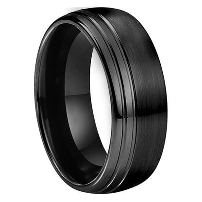 6mm & 8mm Brushed & Polished Black Tungsten Unisex Ring