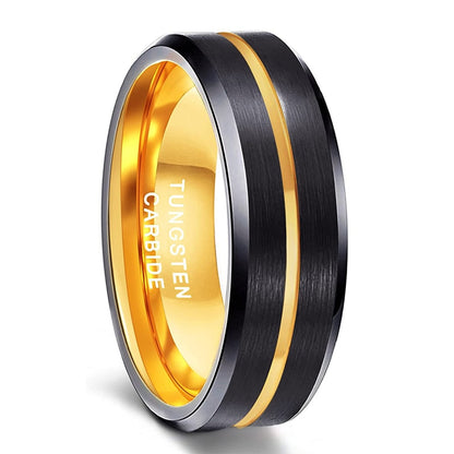 6mm or 8mm Rose Gold or Gold Inlay Tungsten Unisex Rings